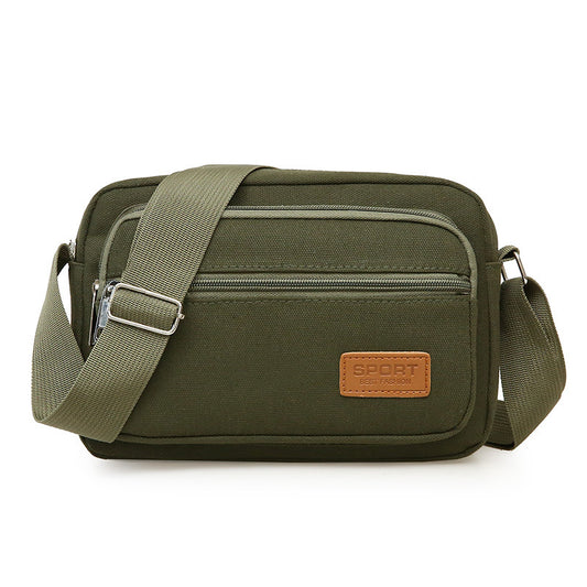 Men's Fashion Canvas Messenger Bag Multi-layer Wear-resistant Crossbody Bag Shoulder Bag Travel Bag Cashier Bag