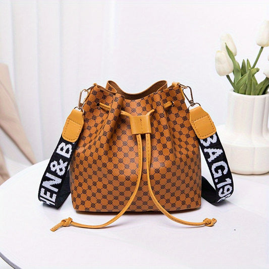 1pc Men's Printed Bucket Bag, Messenger Bag, Large-capacity Shoulder Bag