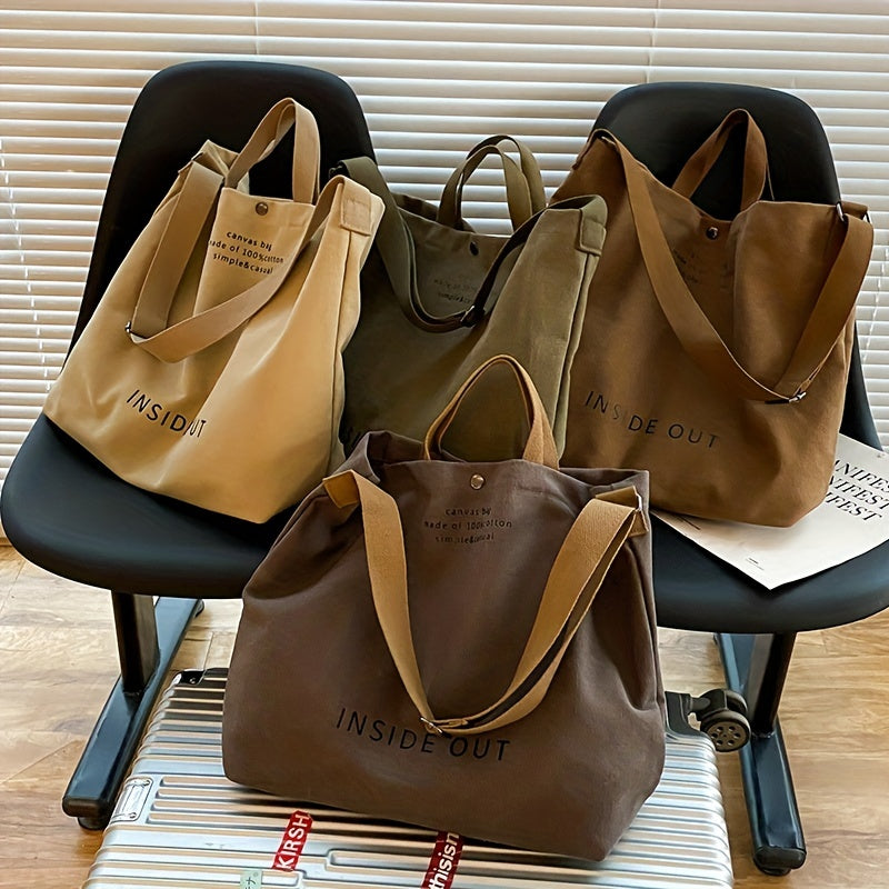 Casual Large-capacity Fashion Shoulder Bag, Alphabet Print Zipper Trendy Handbag With Adjustable Strap