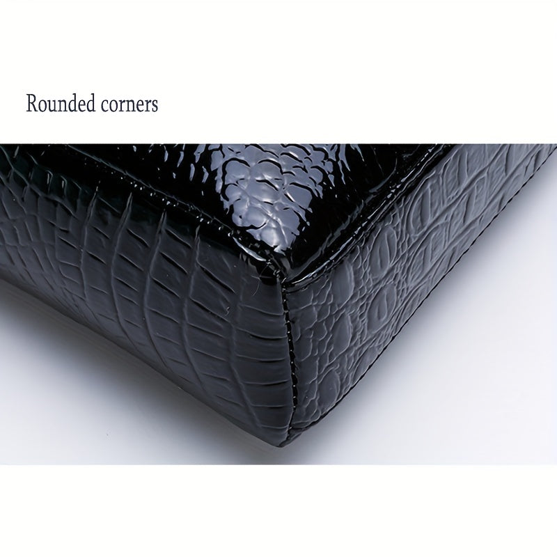 Men's Crocodile Pattern Crossbody Bag, PU Leather Shoulder Bag, Business Messenger Bag