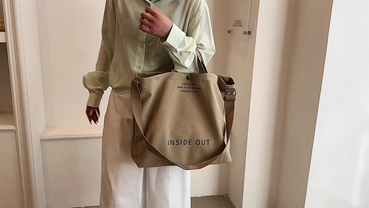 Casual Large-capacity Fashion Shoulder Bag, Alphabet Print Zipper Trendy Handbag With Adjustable Strap