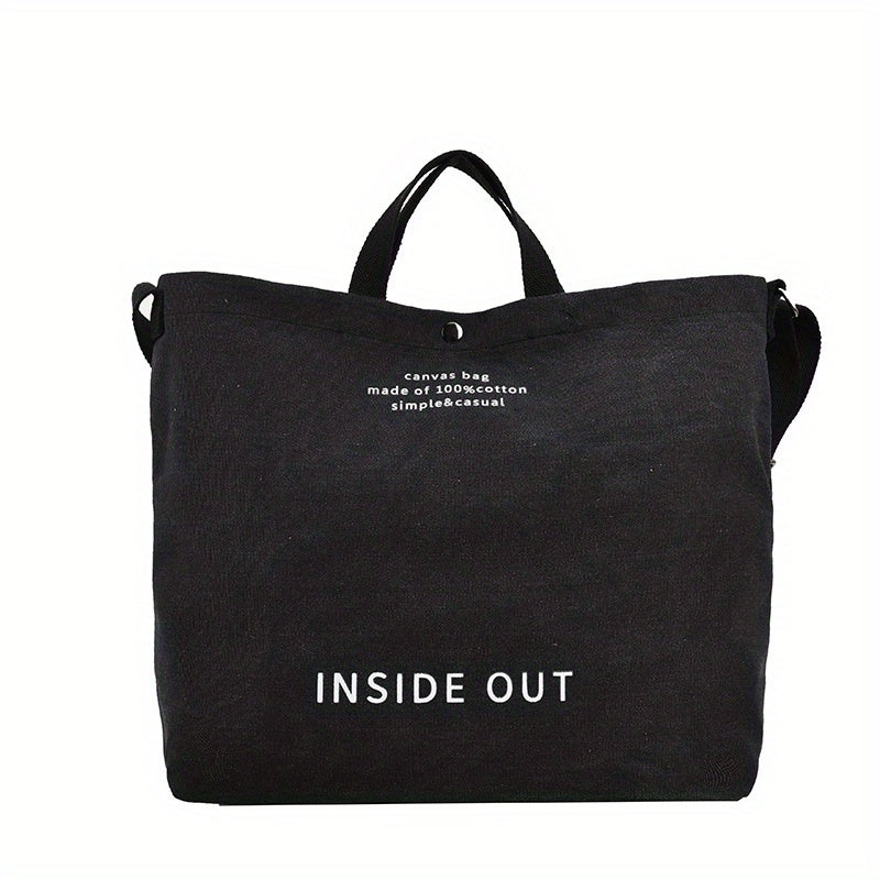 Casual Large-capacity Fashion Shoulder Bag, Alphabet Print Zipper Trendy Handbag With Adjustable Strap