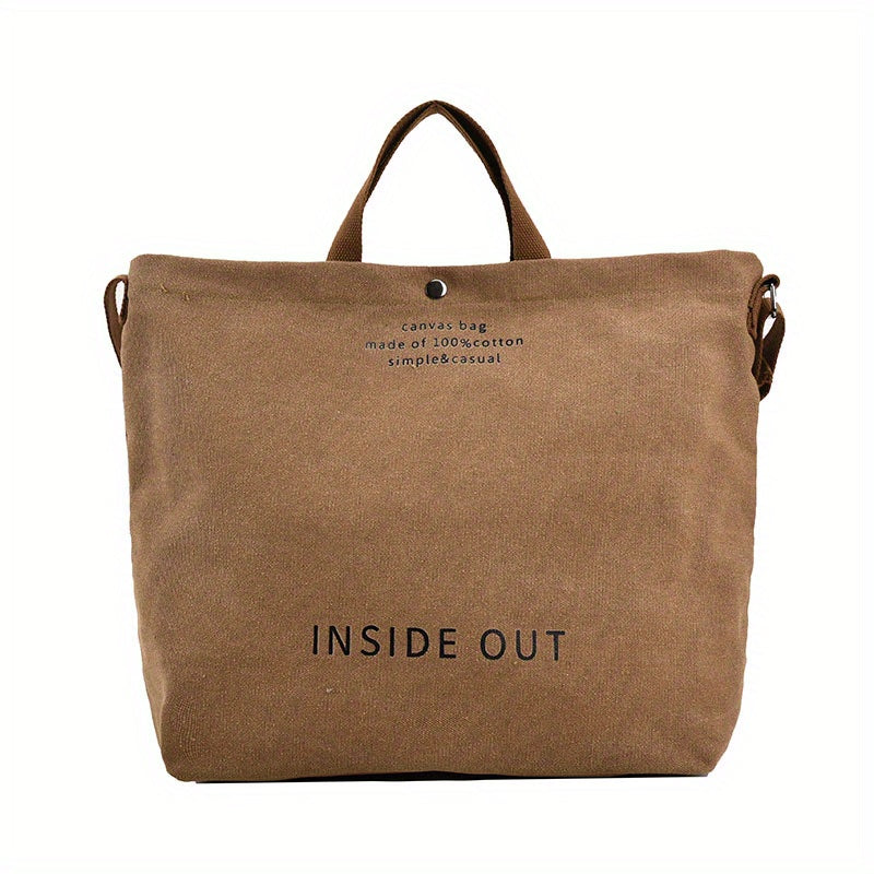 Casual Large-capacity Fashion Shoulder Bag, Alphabet Print Zipper Trendy Handbag With Adjustable Strap